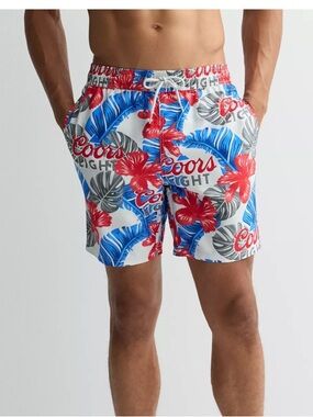 Coors Light 7" Tropic Hibiscus Swim Trunks, 2XL, NWT